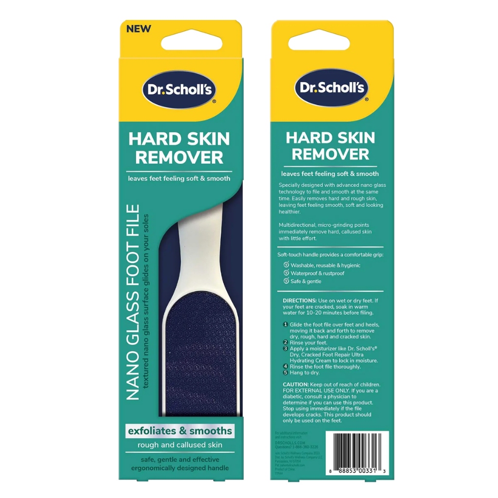 Dr. Scholl’s Hard Skin Remover Nano Glass Foot File ดร.สกอลล์ ตะไบขัดฝ่าเท้านาโนกล๊าส ตะไบขัดฝ่าเท้า ให้ผิวเรียบเนียน