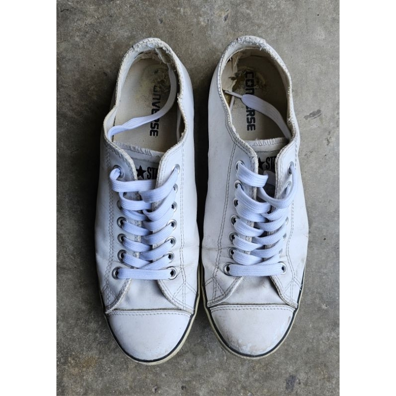 รองเท้า Converse รุ่น  All Star สีขาว หนัง พื้นบาง Limited ของแท้ มือสอง คอนเวิร์ส ไซส์ 10 UK 44 EUR