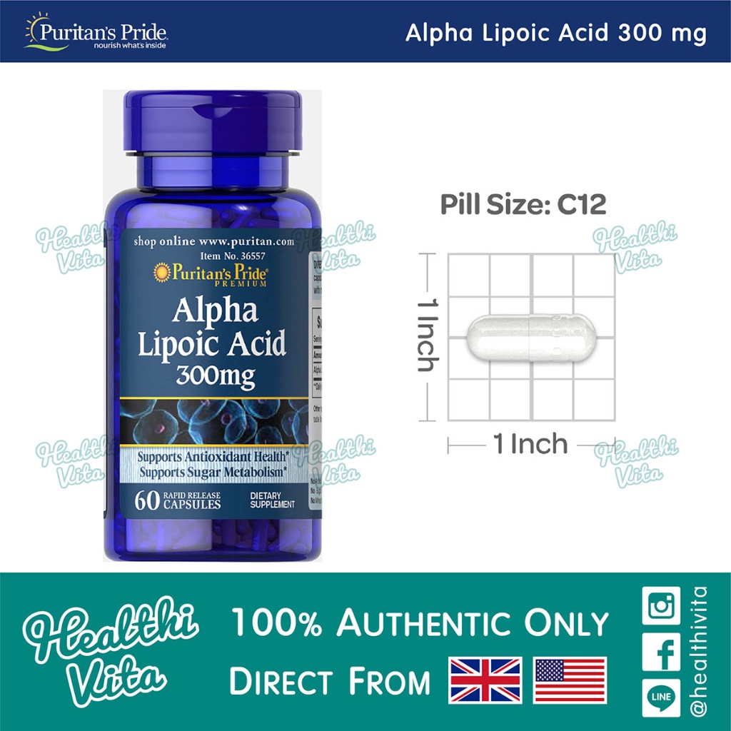 Puritan's Pride - Lipoic Acid 300 mg. / 60 Caps ❌EXP. 10/27