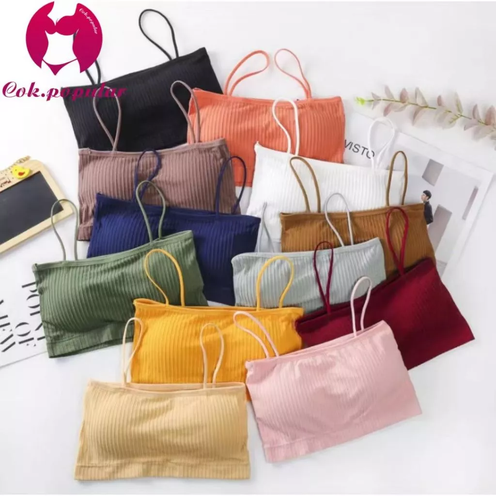 #053 พร้อมส่ง ชุดชั้นในสายเดี่ยว แบบร่อง แนวชิคๆ มี 10 สี W COK