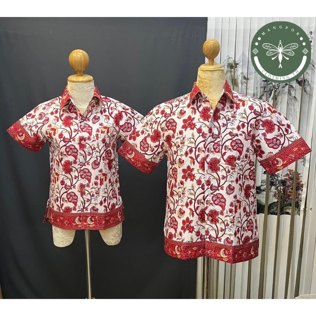 เสื้อปาเต๊ะอัดกาว ลายดอกบานชื่น (ผ้าไทย)