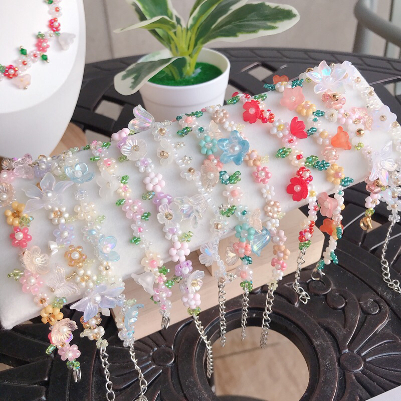 Pantheadesign กำไลลูกปัดดอกไม้เกรดดี โทนสีเยอะมาก