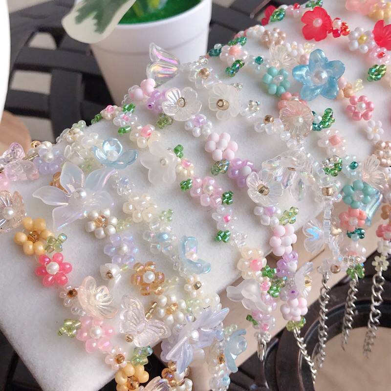 Pantheadesign กำไลลูกปัดดอกไม้เกรดดี โทนสีเยอะมาก - รูปที่ 4