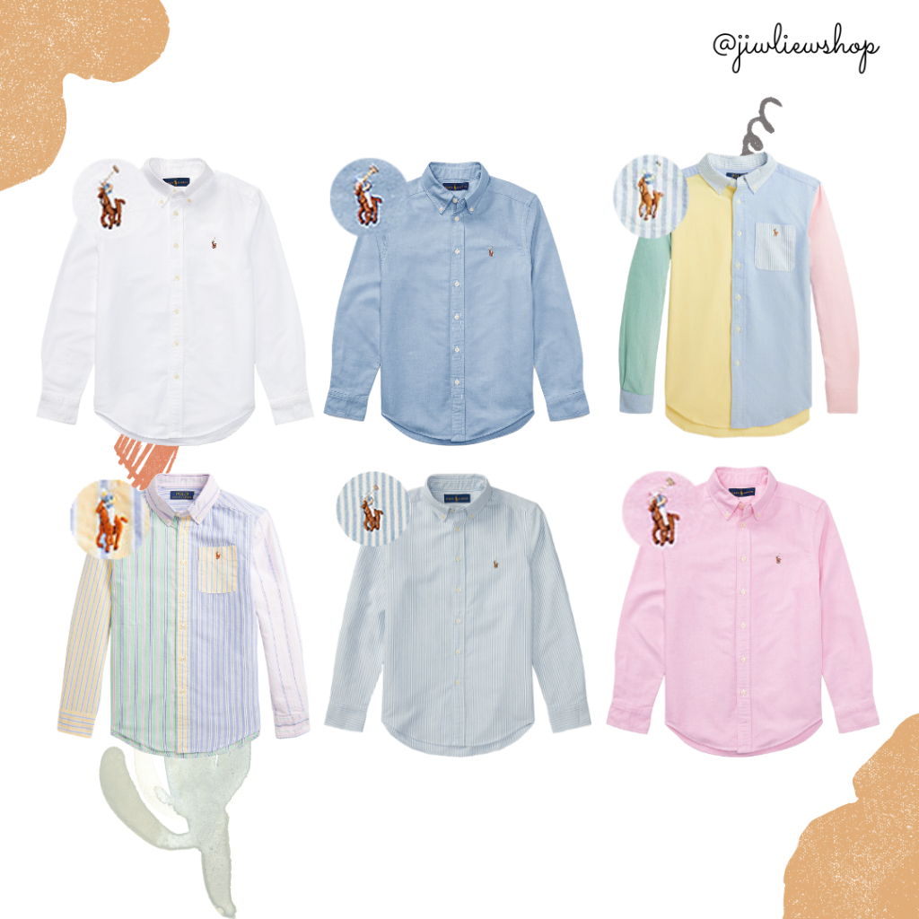 Ralph Lauren Oxford Shirt (Boy size) สินค้าแท้ ใหม่ ป้ายห้อย