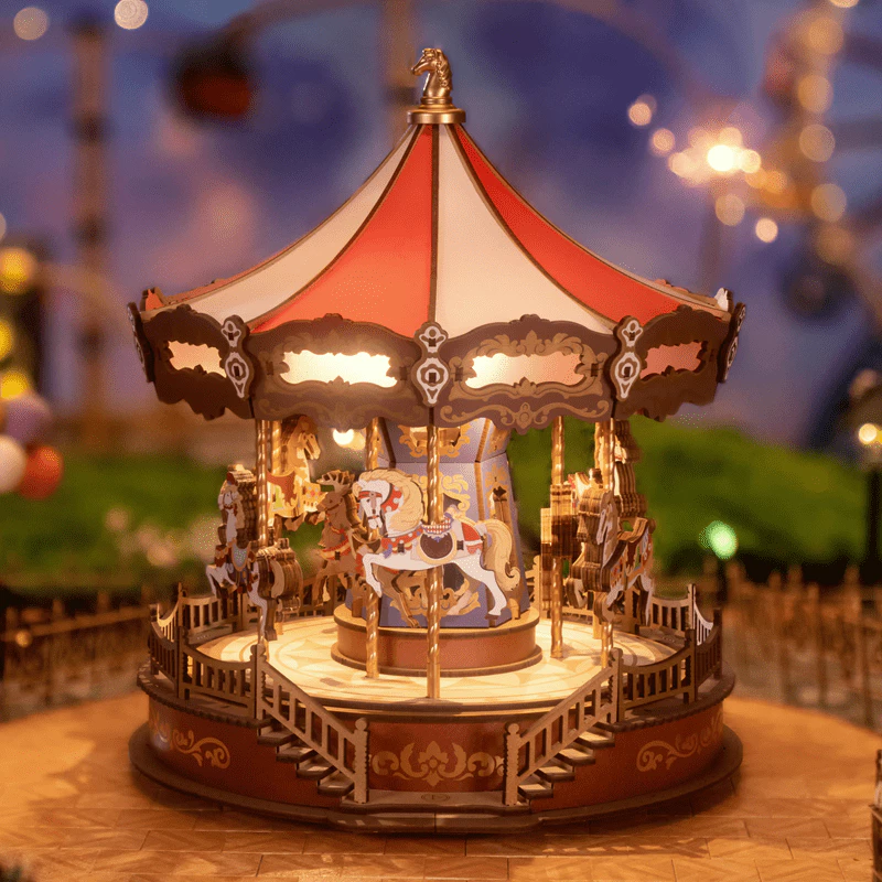 Rolife 3D Wooden Puzzle - AMC01 Classic Carousel กล่องดนตรี | ของแต่งบ้าน ของเล่นศิลปะ DIY