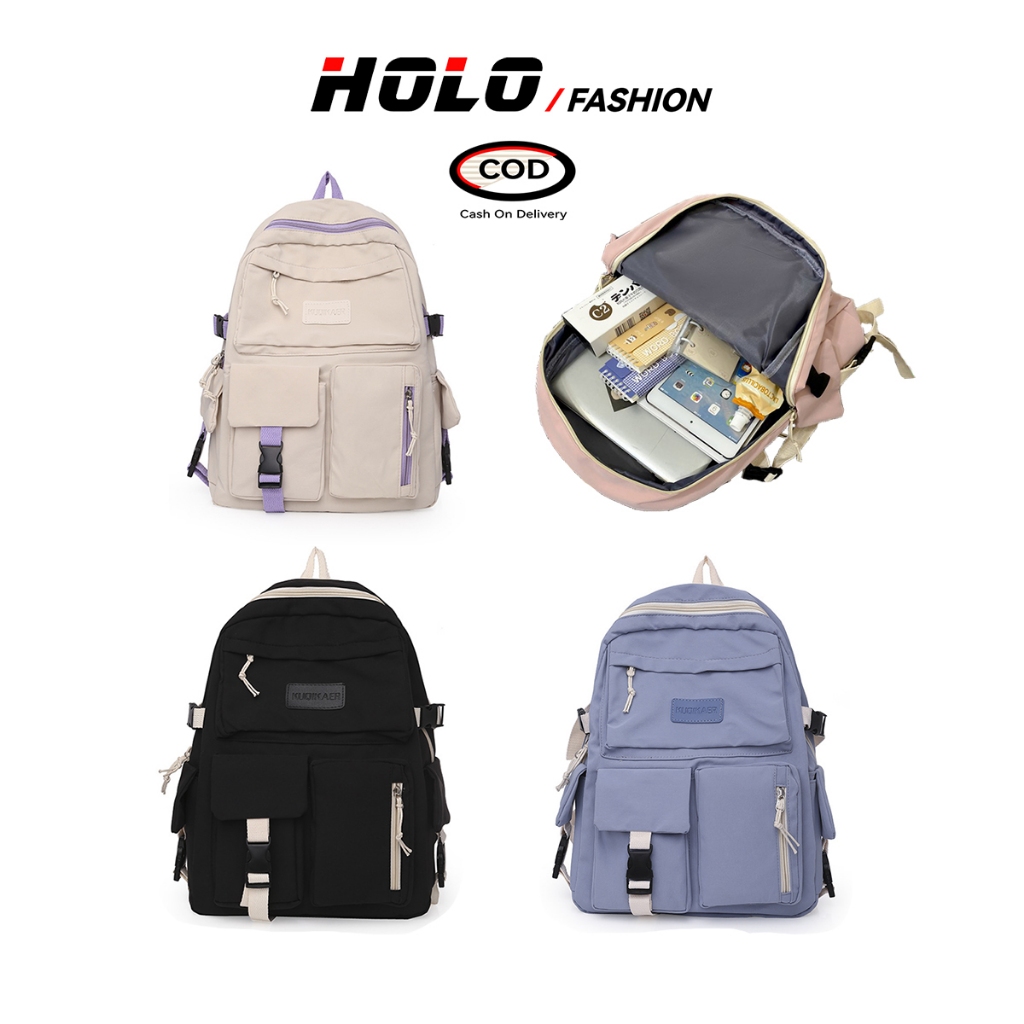 ความเรียบง่าย แฟชั่น กระเป๋าหลาย เป๋าเป้สะพายหลัง ความจุขนาดใหญ่ กระเป๋าไปมหาลัย กระเป๋าสะพายผู้หญิง