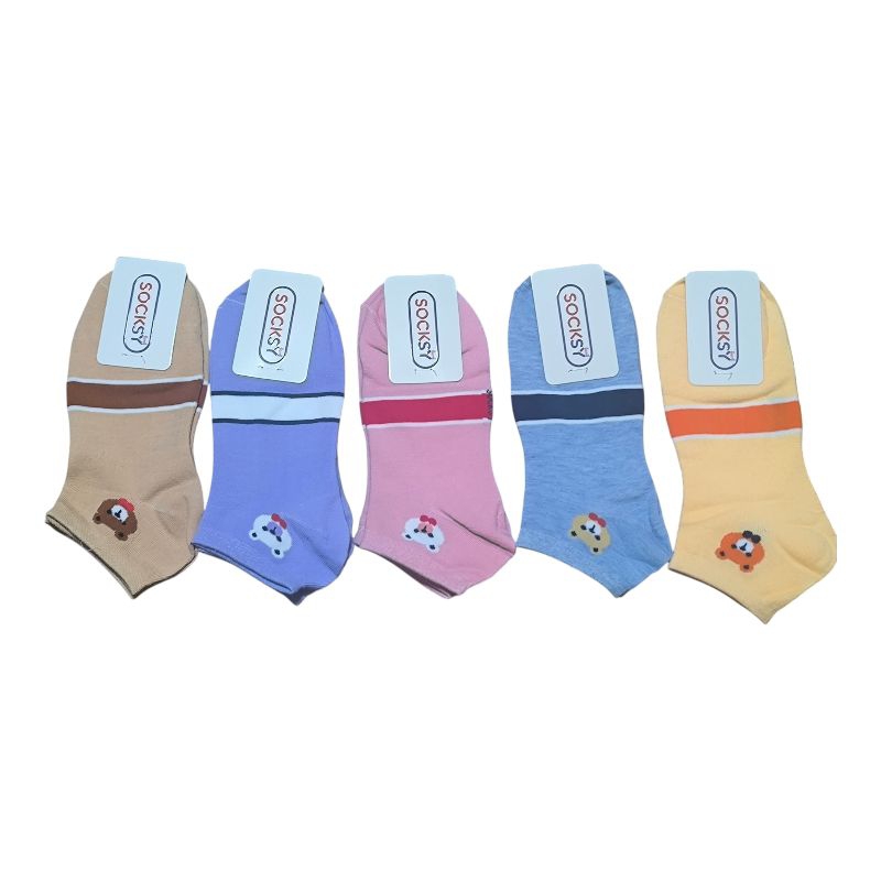 ถุงเท้าข้อสั้นสีสด socksy ถุงเท้าคุณภาพดี ใส่สบาย พร้อมส่ง แพ็ค 5/10คู่