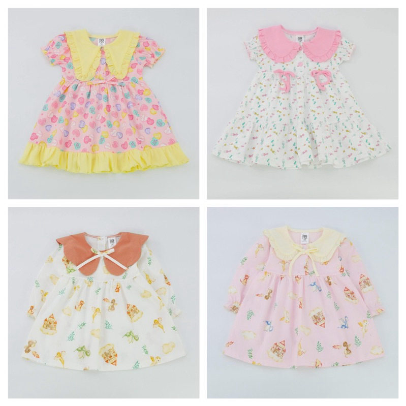 กระโปรงเด็กผ้าวูเว่นไม่ยืด คอปกผ้ายืดเจลซี่ สวยๆ แบรนด์BNO