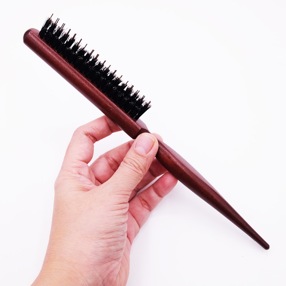 HB24 HAIRBRUSH หวีขนหมูป่า ด้ามไม้ สำหรับจัดแต่งทรงผม และลงแว็ก