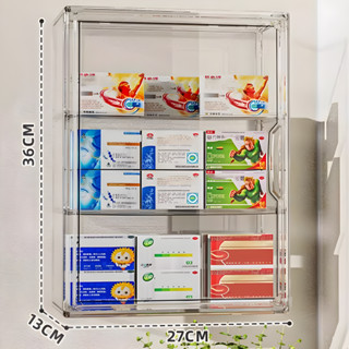 ตู้ยา 3ชั้น กล่องเก็บยาแบบติดผนัง กล่องเก็บของแบบใส กล่องเก็…