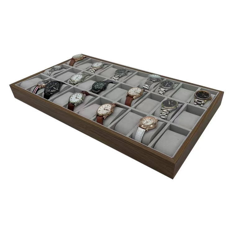 กล่องนาฬิกา ถาดนาฬิกา 30 ช่อง(ไม้วอลนัทสีดำ+หมอนผ้าสักหลาด) กล่องใส่นาฬิกา Watch Box การแสดงสตรีมมิ่งสด