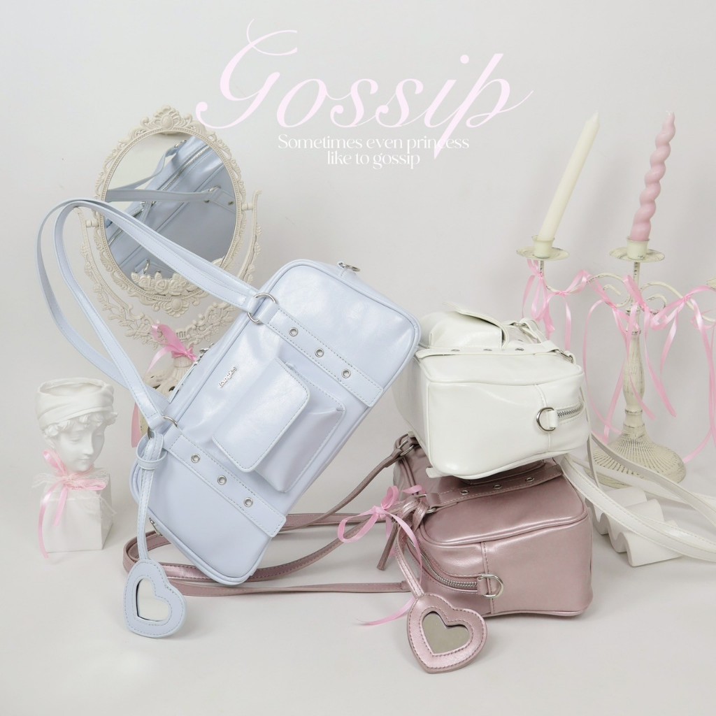 8anglesshop - 💗🎧กระเป๋า Gossip (Ballet bag) ขนาด11นิ้ว ฟรี กระจกหัวใจ + สายยาว by 8angles shop D090