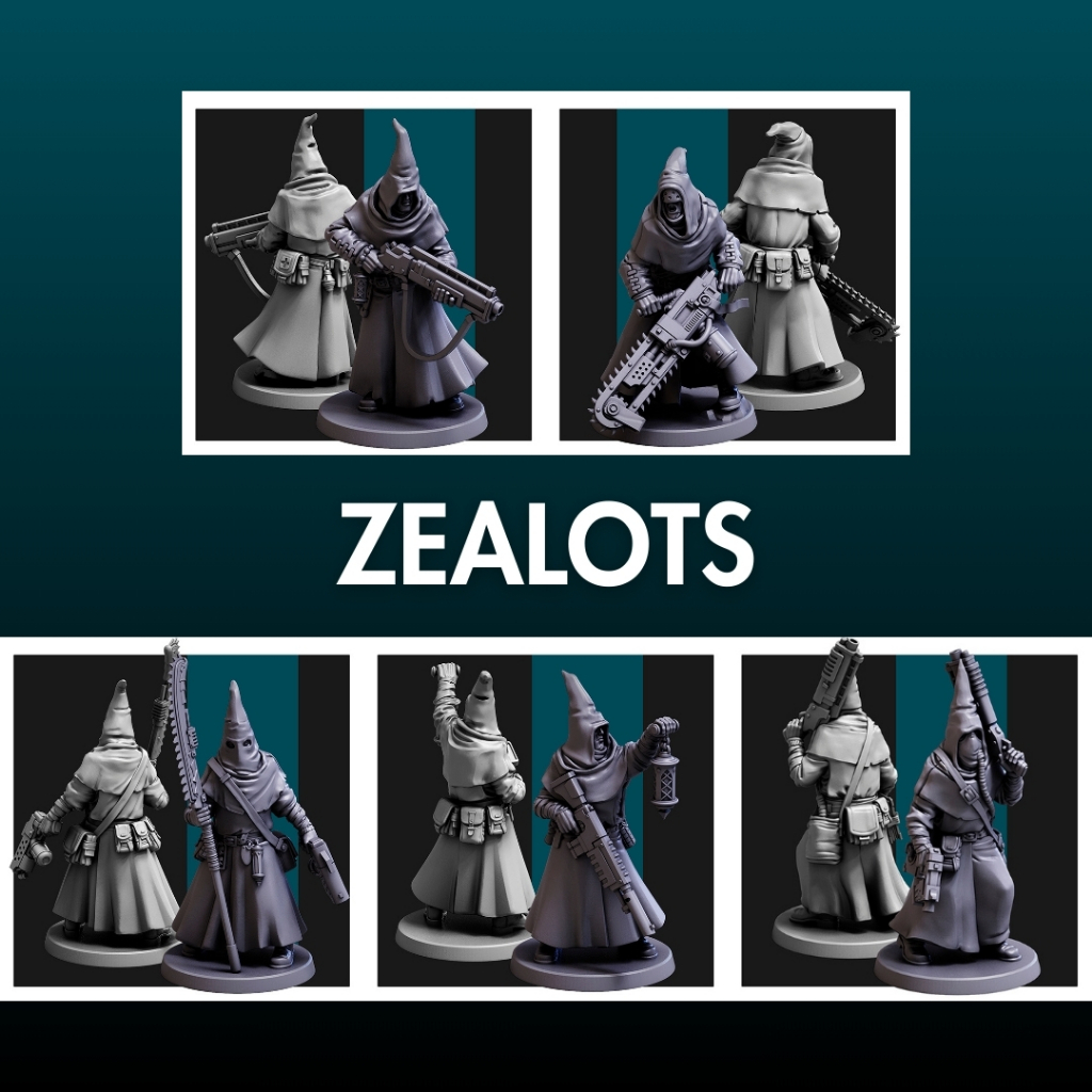 Zealots - Humanoid Human Cultist / 28mm scale 3D printed miniature RPG