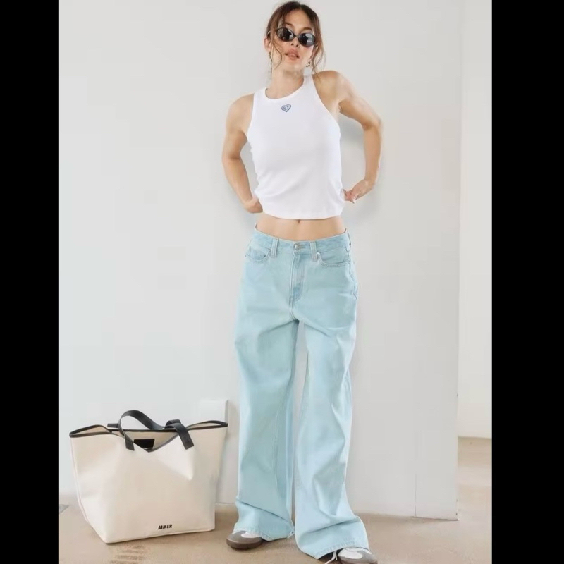 ส่งต่อ AIMER 90s Baggy Jeans กางเกงยีนส์ เอวต่ำ ทรงขาบาน