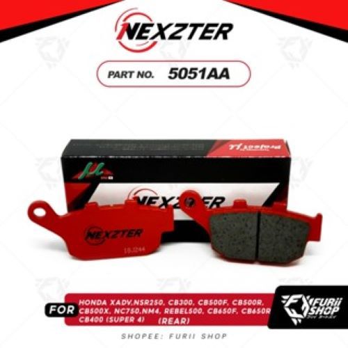 ผ้าเบรกหลัง NEXZTER 5051AA FOR HONDA NSR,CBR250,CBR300,CB500F,CB500R,CB500X,NC750,NM4,REBEL500,SV650