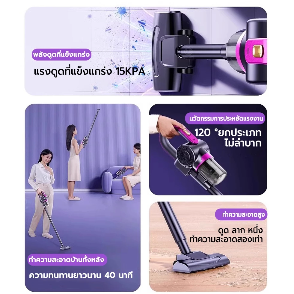เครื่องดูดฝุ่นไร้สาย 55000PA ดูด ถู 8in1 กำจัดไร ใช้ได้ทั้งรถและบ้าน thumbnail 3