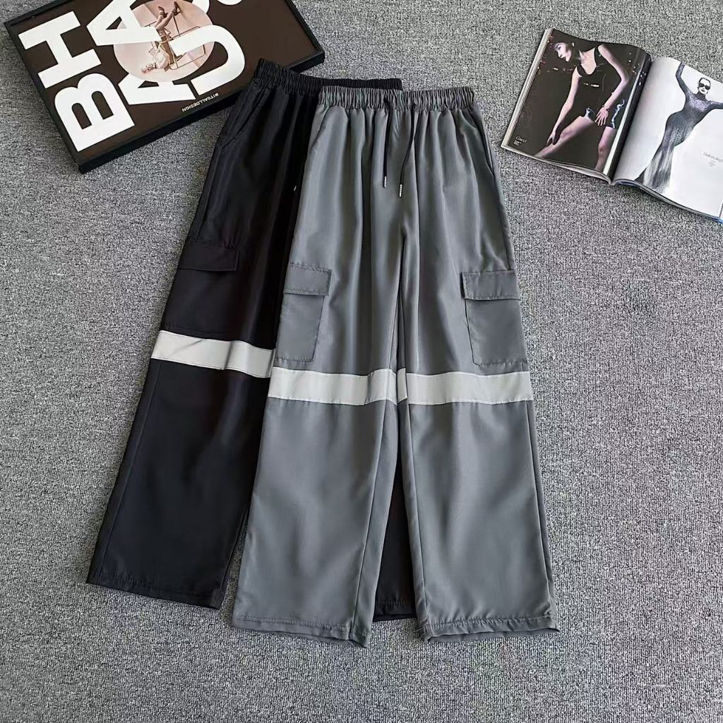 กางเกงแถบสะท้อนแสง 1-2 แถบ ผ้าร่ม 6 กระเป๋า กางเกงช่าง กางเกง พนักงาน ยูนิฟอร์ม ทำงานกลางคืน