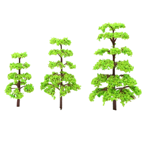 โมเดลต้นไม้สีเขียวอ่อน ต้นไม้ตกแต่งสวนและภูมิทัศน์ขนาดเล็ก