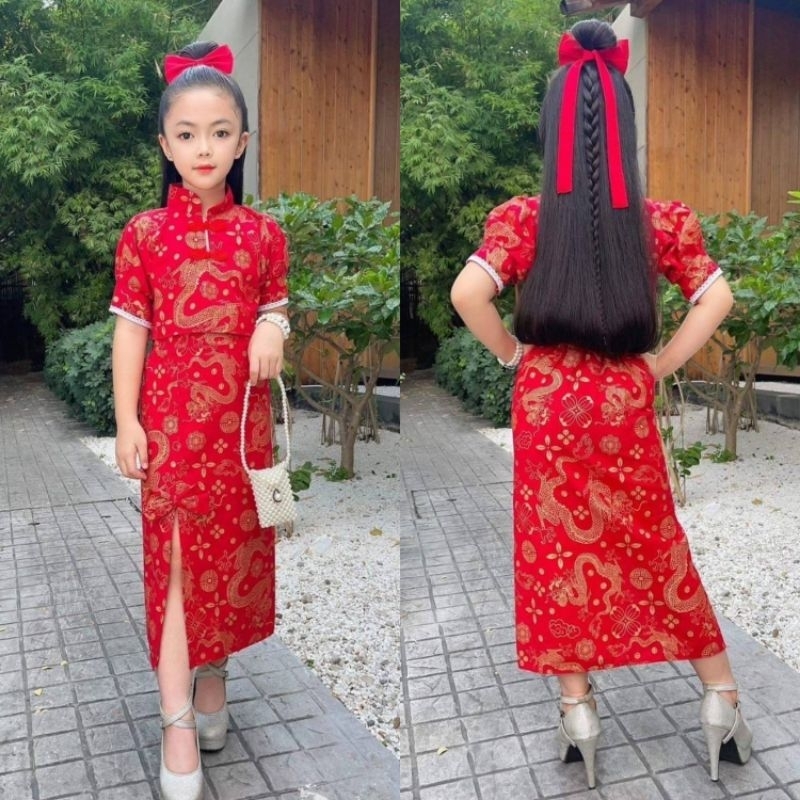 ชุดตรุษจีน ชุดอาหมวย ชุดกี่เพ้า เด็กหญิงเซ็ต3ชิ้น พร้อมส่ง(KT)