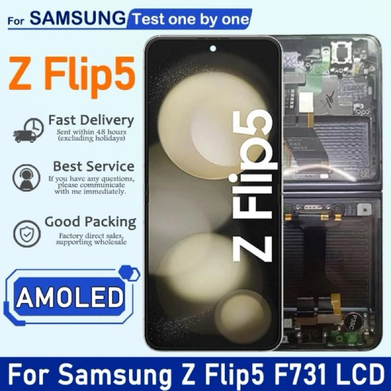 หน้าจอ+lcdDisplay สำหรับ Samsung Z flip 5หน้าจอ LCD ทัชสกรีนดิจิไทเซอร์สำหรับ Samsung Z Flip5 F731B 