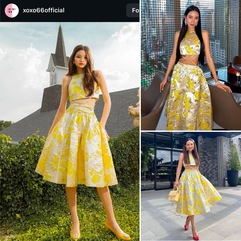 (ใช้โค้ดลดได้) xoxo66official set เสื้อ+กระโปรง