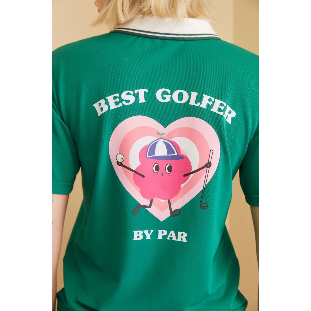 Best Golfer by Par Green Polo (UPF 50 protection) เสื้อโปโลออกกำลังกายกลางแจ้ง กอล์ฟ เทนนิส กัน UPF50