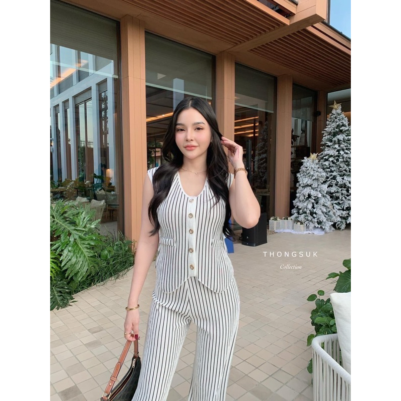 Phapassz - เซทเสื้อกั๊กกับกางเกงขายาวทรงขากระบอก ใส่คู่กันคือลงตัวสุดๆ ผ้าเนื้อนิ่มเบาบาง Thongsuk