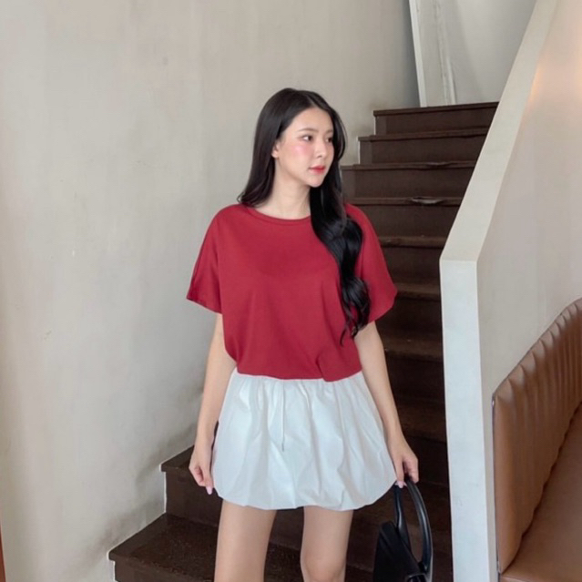 เสื้อยืดคอกลม ผ้านุ่ม ทรงหลวม อกกว้าว แขนทรงค้างคาว ผ้าcotton ยูนิโคล ใส่สบายมากๆ wanwan clothing (1803)