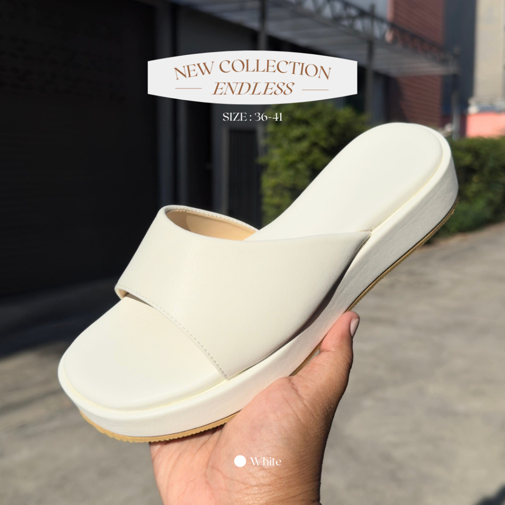 [ส่งใน24ชม จากไทย] รองเท้าส้นตึก แบบสวม รองเท้าแฟชั่น ไซส์ 36-41 ใส่ทำงานได้ (หน้ากว้าง+1-2) รุ่น ENDLESS