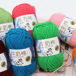 ไหมพรมคอตตอนนม 5ply น้ำหนัก50กรัม milk cotton yarn 93สี พร้อมส่งจากไทย