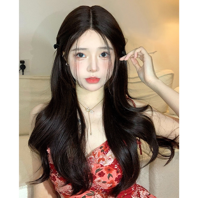 GDS Wigs วิกผมกึ่งทอมือตัว T ลอนแกนใหญ่สีน้ำตาลเข้ม ไม่มีหน้าม้า (ยาว 57 cm) ราคา ถูกที่สุด ดีลบีเคเค แกลเลอรีภาพที่ 2
