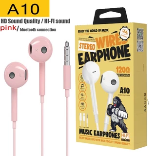 sanmax หูฟัง 3.5mm A10 แบบมีสาย รุ่น kingkong in-ear ไมโครโฟนในตัว เสียงดี สำหรับ ios/ Android （รับประกัน 1 ป)