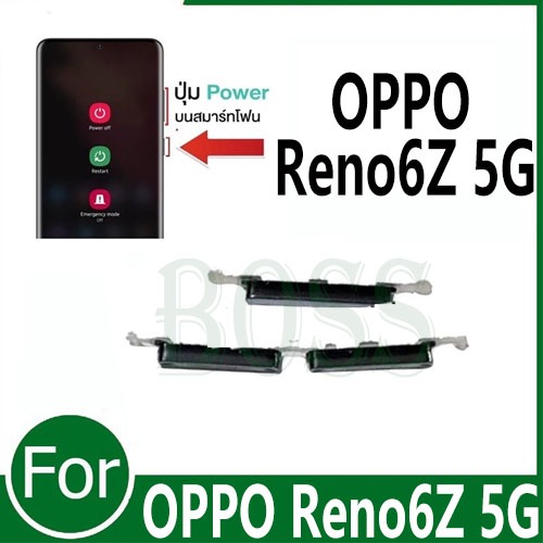 ปุ่มกดสวิทช์ด้านนอก OPPO Reno6Z 5G ปุ่มเปิดปิด ปรับระดับเสียงขึ้นลง ปุ่มลดเสียง ปุ่มเพิ่มเสียง ON OFF+VOLUME BUTTON