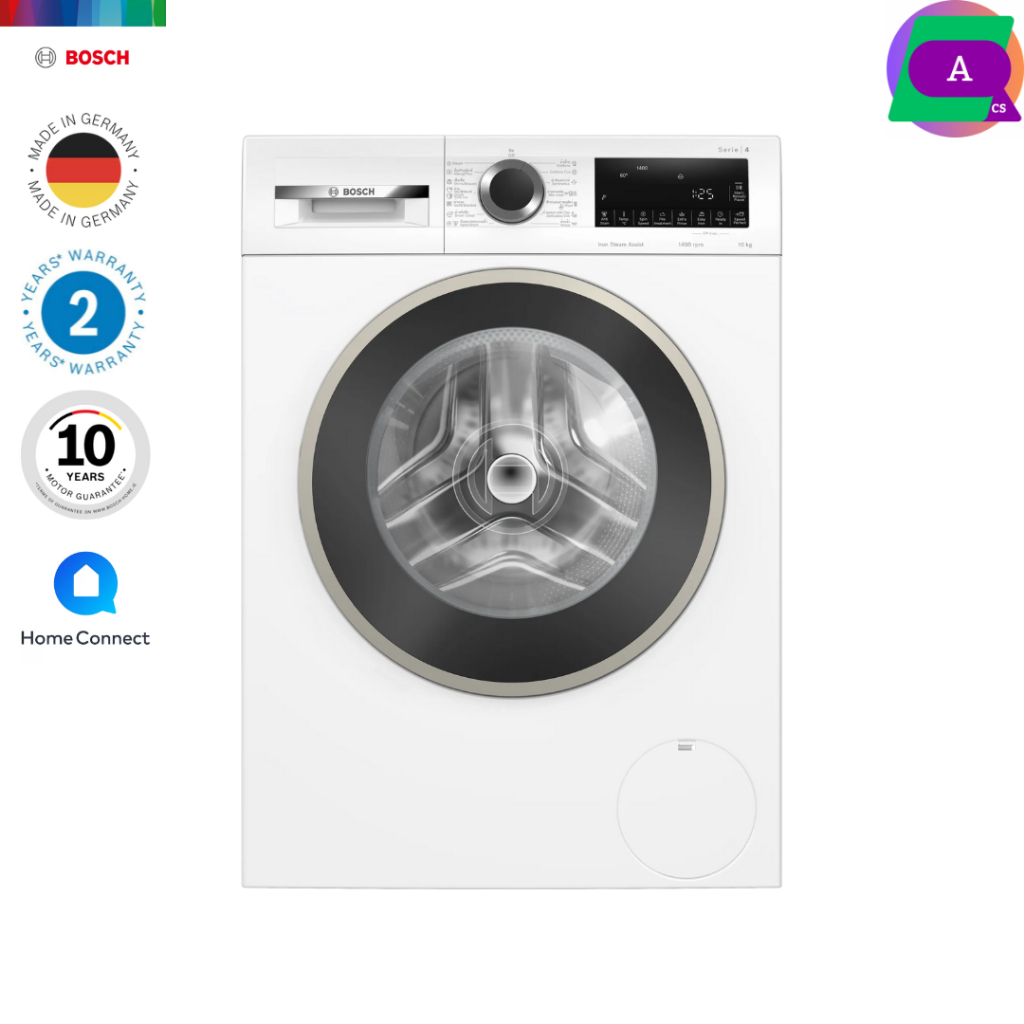 เครื่องซักผ้าฝาหน้า Bosch ซีรีส์ 8 ขนาด 10 กก. 1400 rpm รุ่น WGB254A0TH