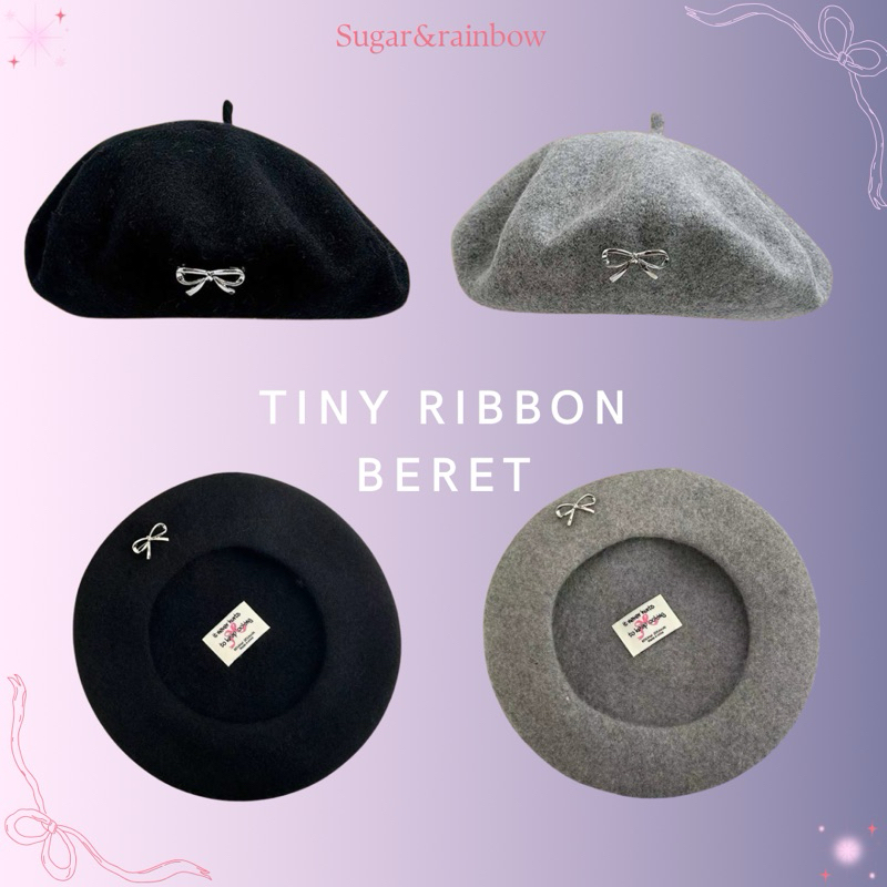 🎀tiny ribbon wool🐑 เบเร่ต์วูล เนื้อหนา แต่งโบว์ คิ้วท์สุดๆ