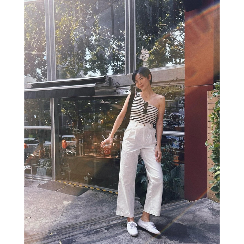 Pastelsmotel - CLEAN TROUSERS. กางเกงขายาว ทรงขาตรง เอวสูง ผ้าคอตตอนเนื้อนิ่ม