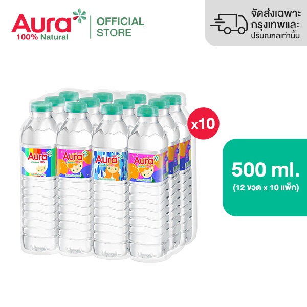 [ส่งกทม.และปริมณฑลเท่านั้น]10 แพ็ก - AURA X ANI ANCHAN AURA ออรา น้ำแร่ธรรมชาติ 100% 500 ml x 12 ขวด (120 ขวด)