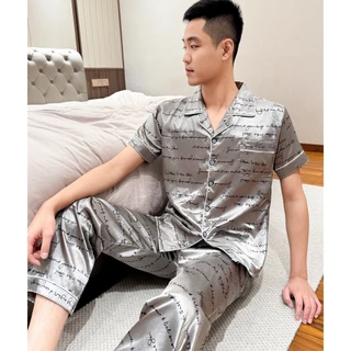 🤑พร้อมส่ง🤑1001 ชุดนอนผู้ชาย เเขนสั้นขายาว ผ้าซาตินสุดหรู คอปก pajamas men เซ็ทเสื้อ ผ้าเย็น ผ้านิ่มไม่เเข็ง