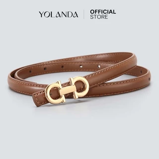 Yolanda เข็มขัดผู้หญิง หนัง PU หัวเข็มขัดทอง ดีไซน์คลาสสิก สไตล์เกาหลี เส้นเล็ก ใส่ง่าย แมทง่าย ใส่ได้ทุกวัน FF1609