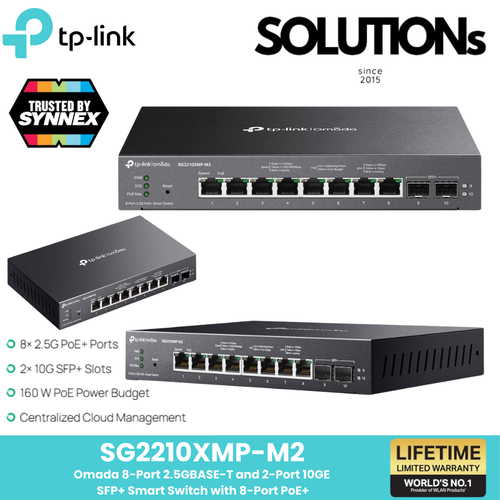 TP-Link ⚡️สวิตซ์ฮับจัดการ⚡️SG2210XMP-M2 ผลิตภัณฑ์ใหม่ Omada 8-Port 2.5GBASE-T and 2-Port 10GE SFP+ S