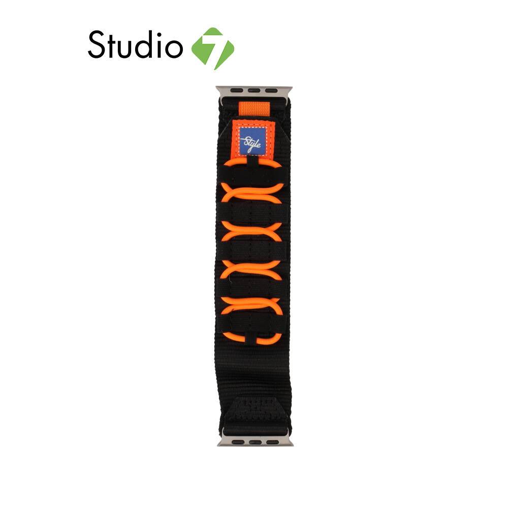 Blue Box สาย Apple Watch Strap Series 6,7,8,9,10,SE1,SE2,Ultra (44/45/46/49mm) Woven Laces Black/Ora