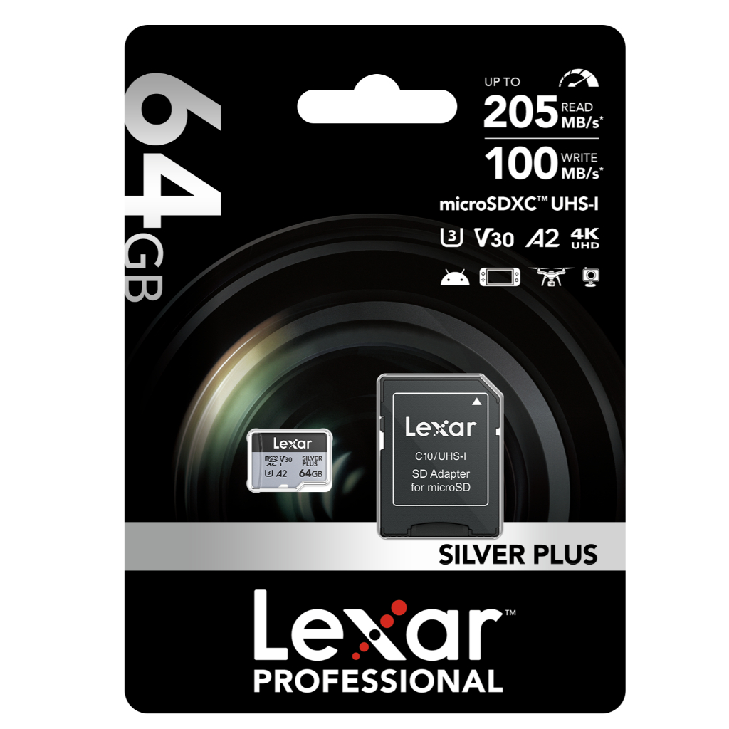 Lexar 64GB Micro SDXC Silver Plus Professional