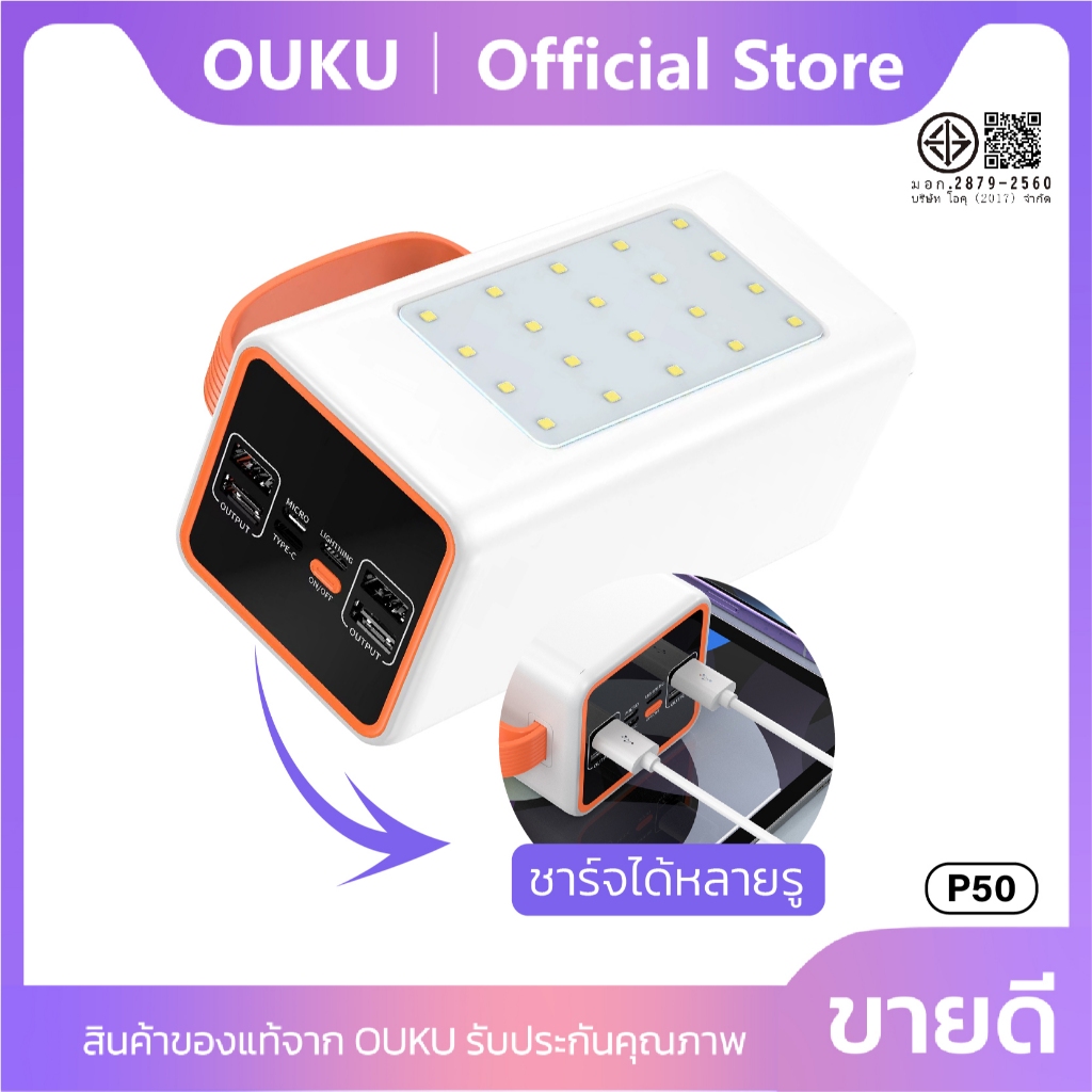แบตสำรอง OUKU P50 พาวเวอร์แบงค์ Powerbank  50000mAh PD20W+QC22.5W ชาร์จเร็ว 66W Fast Charging - รูปที่ 5