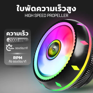 YOUDA พัดลมระบายความร้อน LED RGB 3PIN รับประกัน 1ปี พัดลมคอมพิวเตอร์ 7ใบพัด พัดลมเมนบอร์ด YD-CPL27 พัดลมคอมพิวเตอร์ CPU