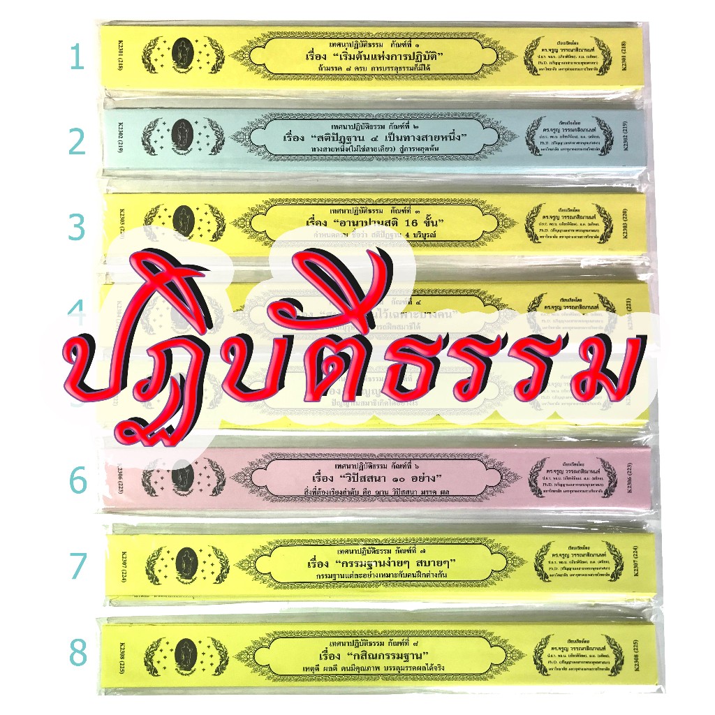 กัณฑ์เทศน์เดี่ยวชุด ปฏิบัติธรรม เลือกได้ มี 8 กัณฑ์ สำนักพิมพ์พุทธลีลา