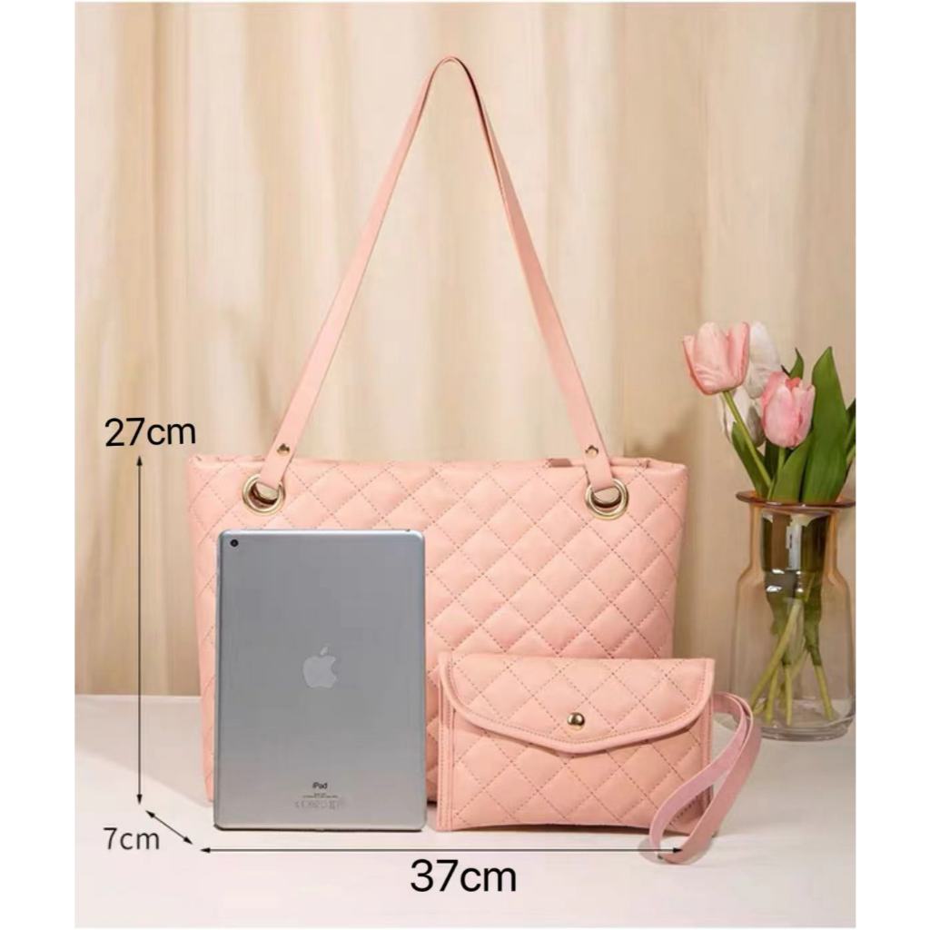 【พร้อมส่ง】 Tote Bag กระเป๋า สะพายไหล่คล้องแขน หนัง PU ความจุขนาดใหญ่ มี2ใบ ขนาดพกพา หนังนิ่ม - รูปที่ 6