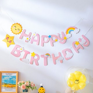 ธงกระดาษ แบนเนอร์ happy birthday ธงประดับงานปาร์ตี้ งานวันเก…