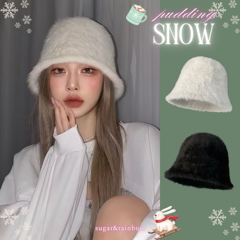 pudding snow bucket rabbit fur นุ่มนิ่มน่ารัก