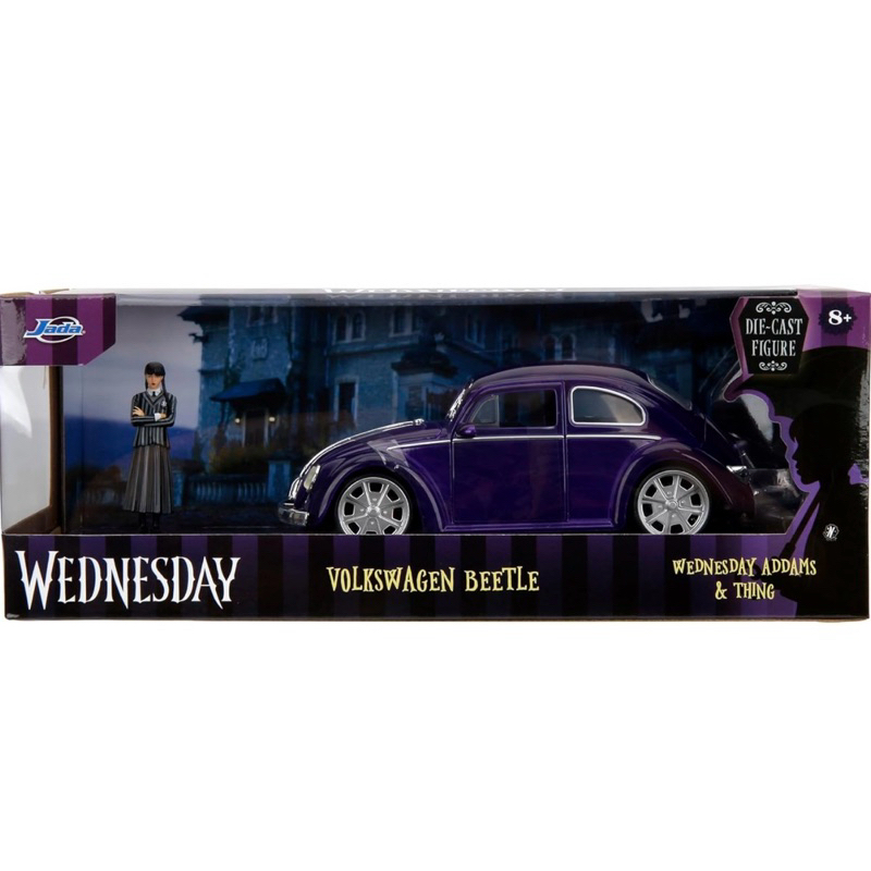 โมเดลรถเหล็ก 1/24 Volkswagen Beetle Wednesday Addams & Thing [JADA]
