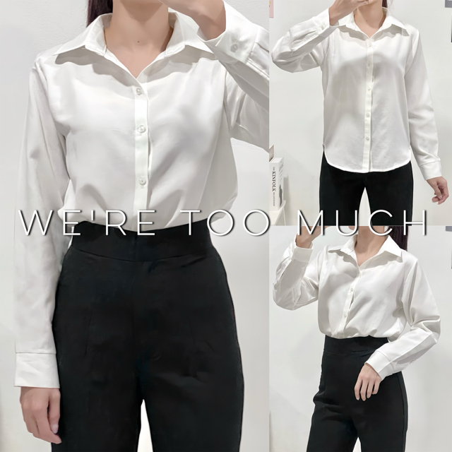 3 ไซส์ อก 36-44 เสื้อเชิ้ตคอปก แขนยาว ผ้าอ็อกฟอร์ด Oxford ทรง Basic ญ-ช ใสได้ รูปสินค้าจริง
